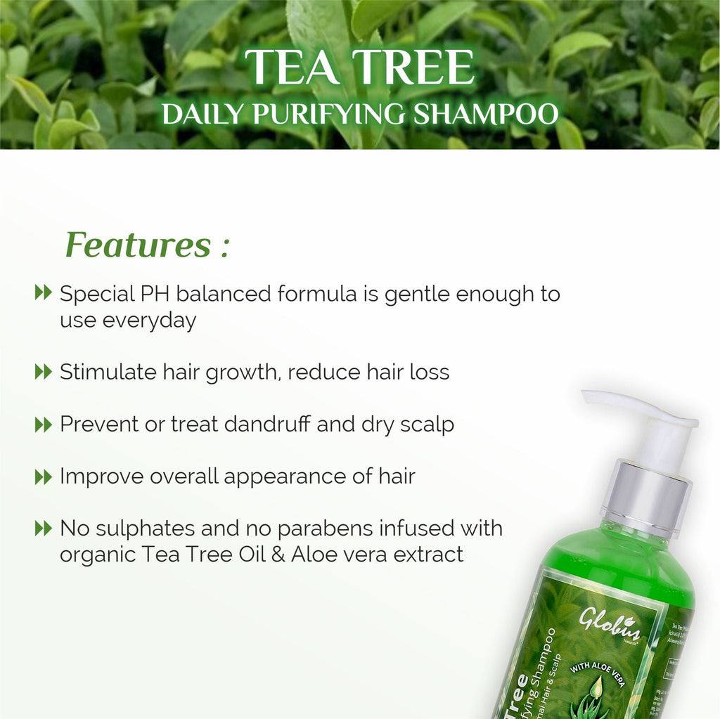 Globus Naturals Daily Purifying Tea Tree Shampoo with Aloe Vera - 200 ml