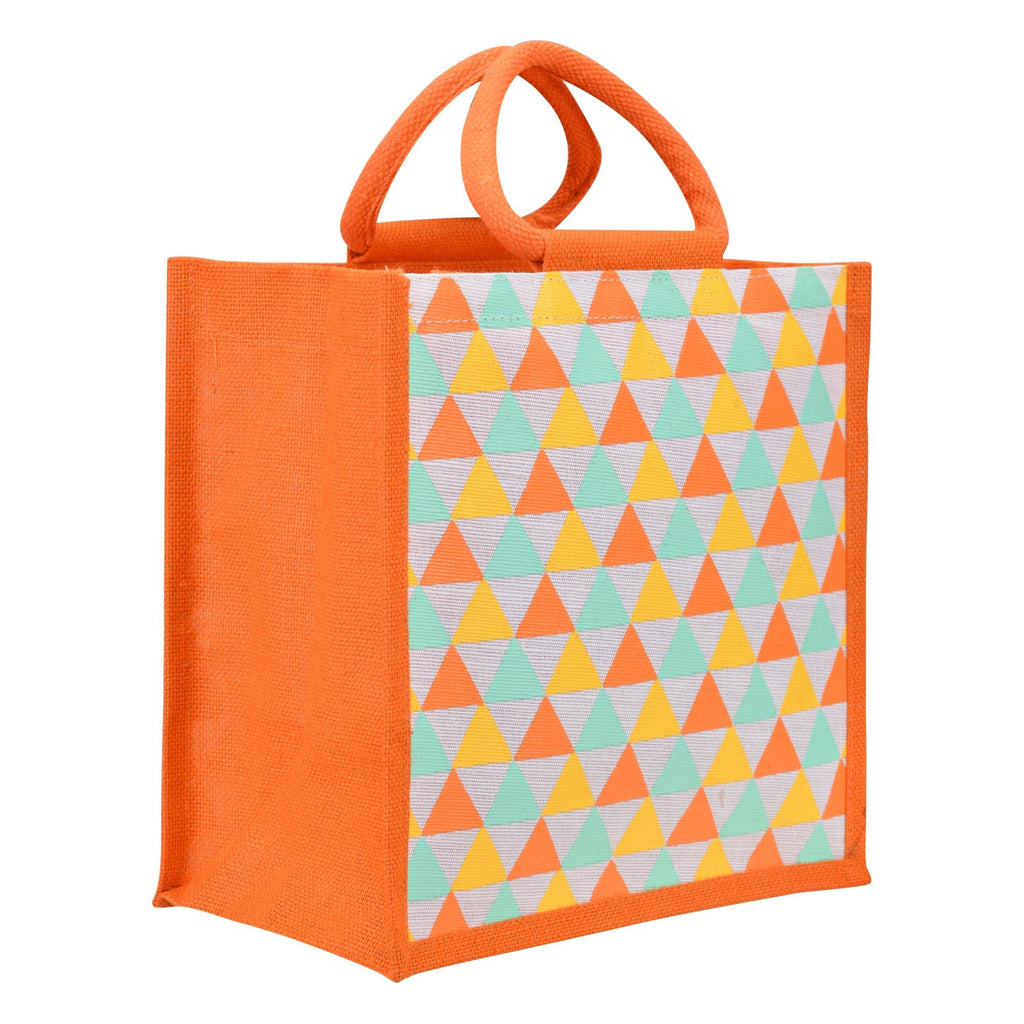Jute Cottage Triangle Print Zipper Lunch Bag
