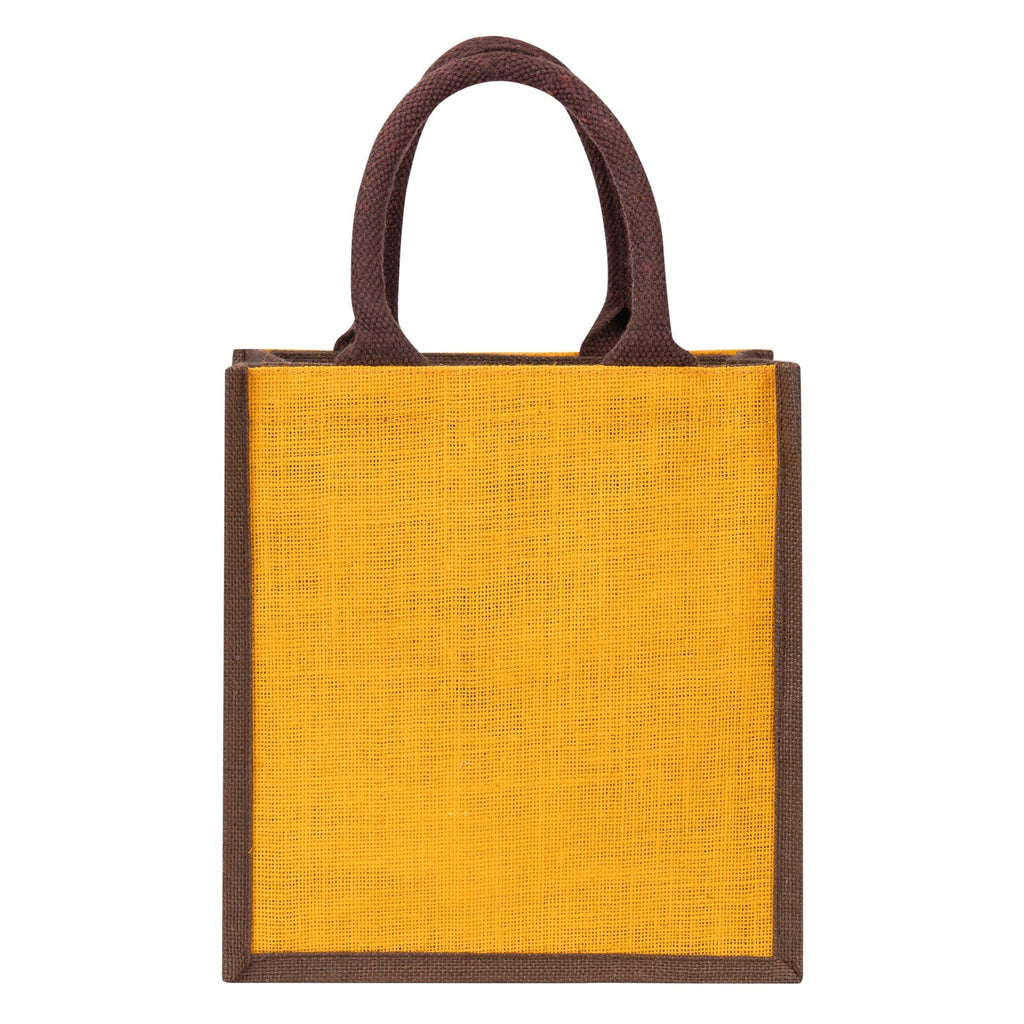 Jute Cottage Ambari Elephant Print Zipper Lunch Bag 100% Genuine Stylish Jute Bag