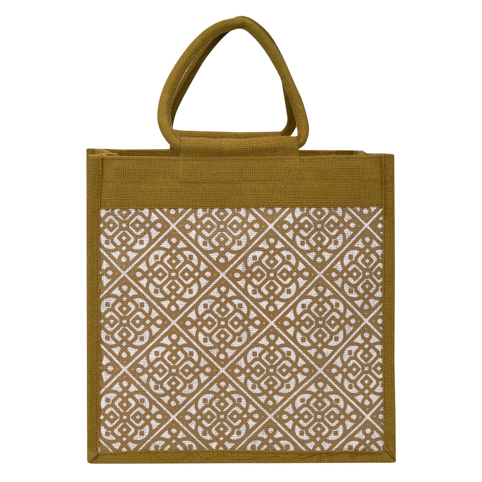 Jute Cottage Moroccan Print Zipper Lunch Bag 100% Genuine Jute