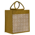 Jute Cottage Moroccan Print Zipper Lunch Bag 100% Genuine Jute