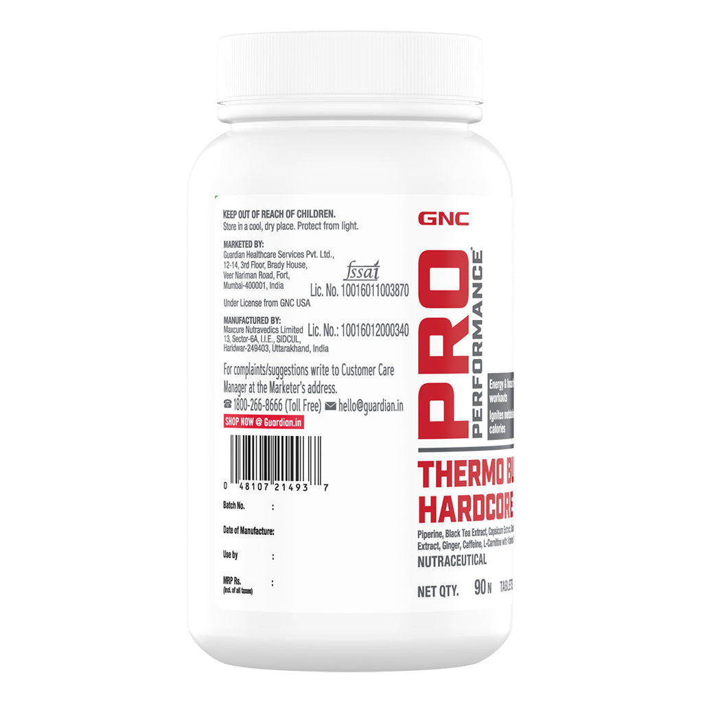 GNC Pro Performance Thermoburst Hardcore Fat Burner for Explosive Workouts - 90 tabs
