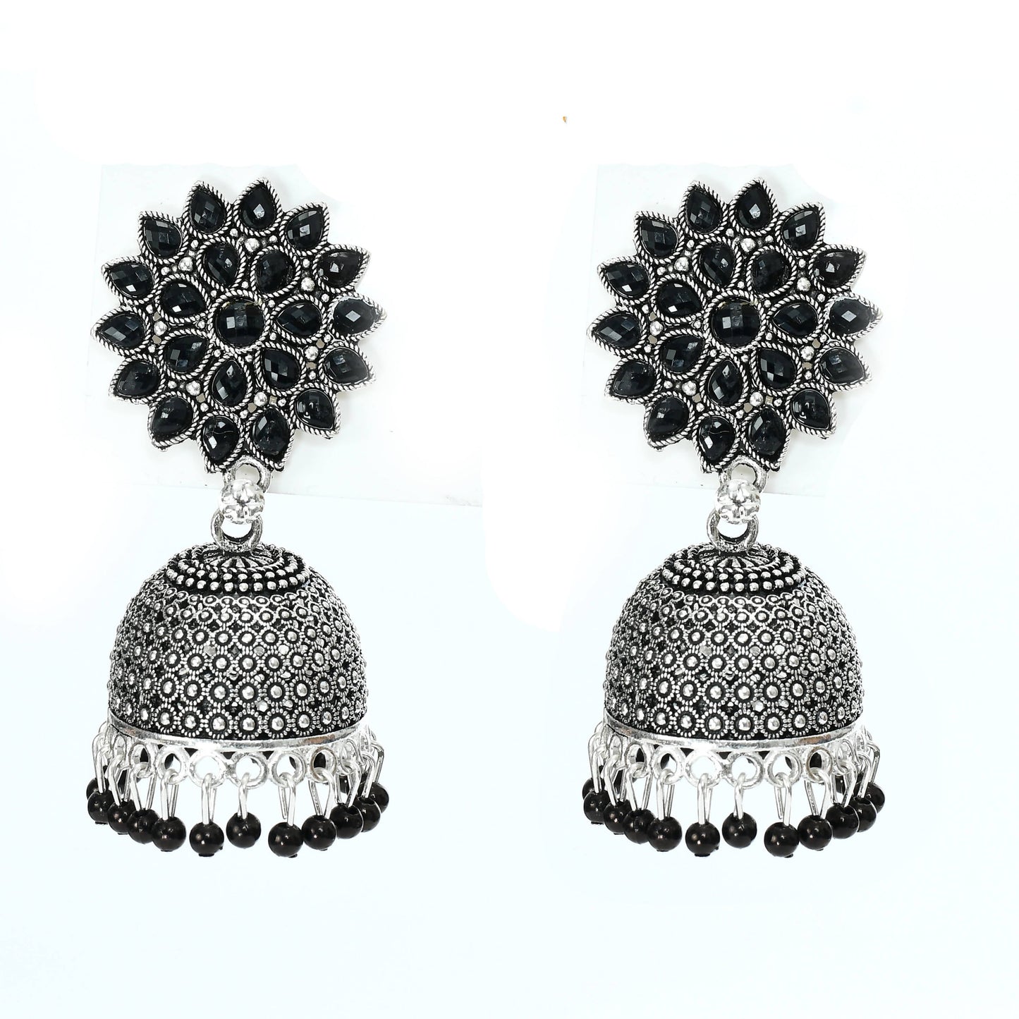 Mominos Fashion Johar Kamal Beautiful Kundan Work Jhumka With Black Beads