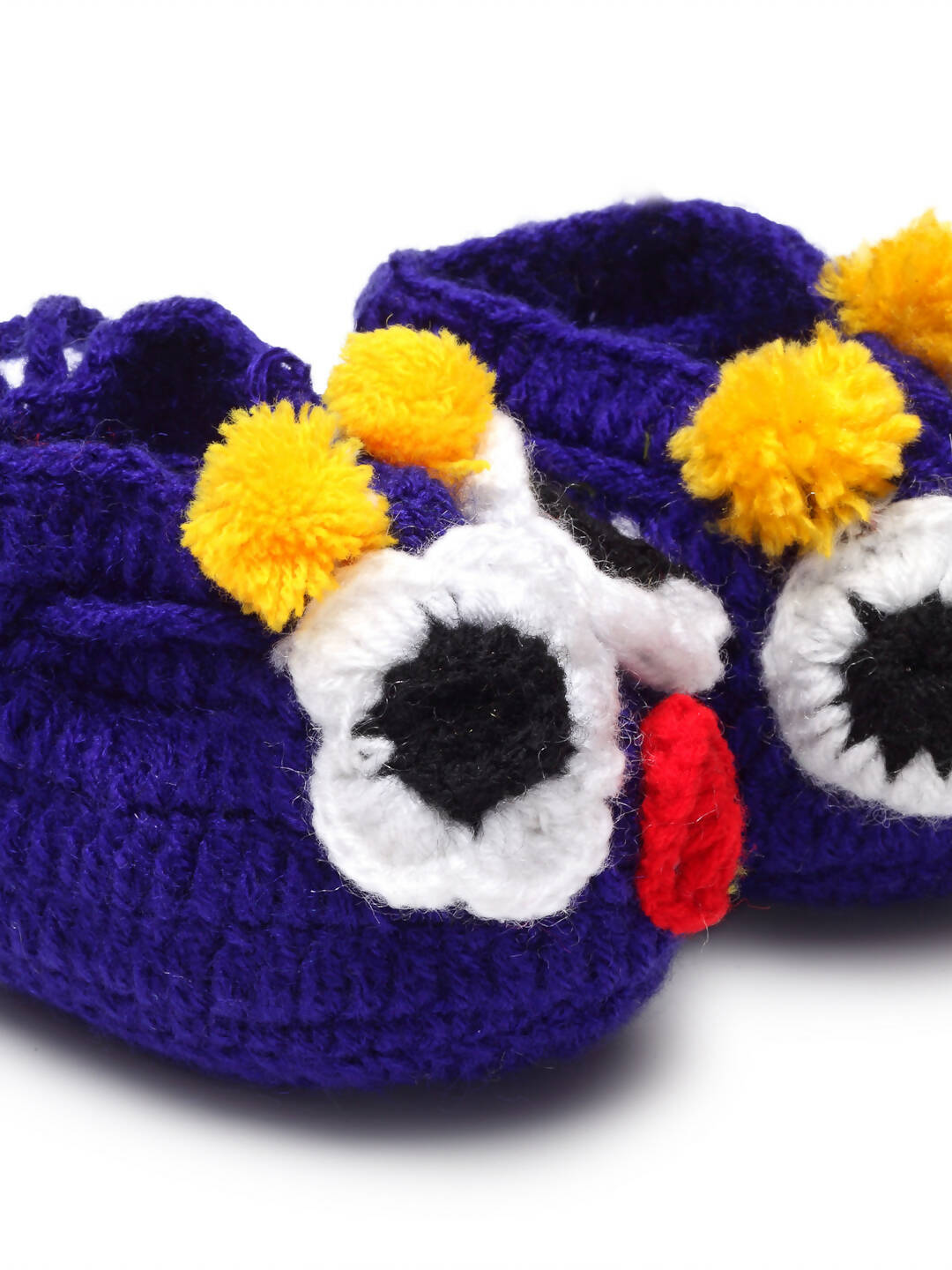 Chutput Kids Woollen Hand Knitted Monster Face Booties - Blue