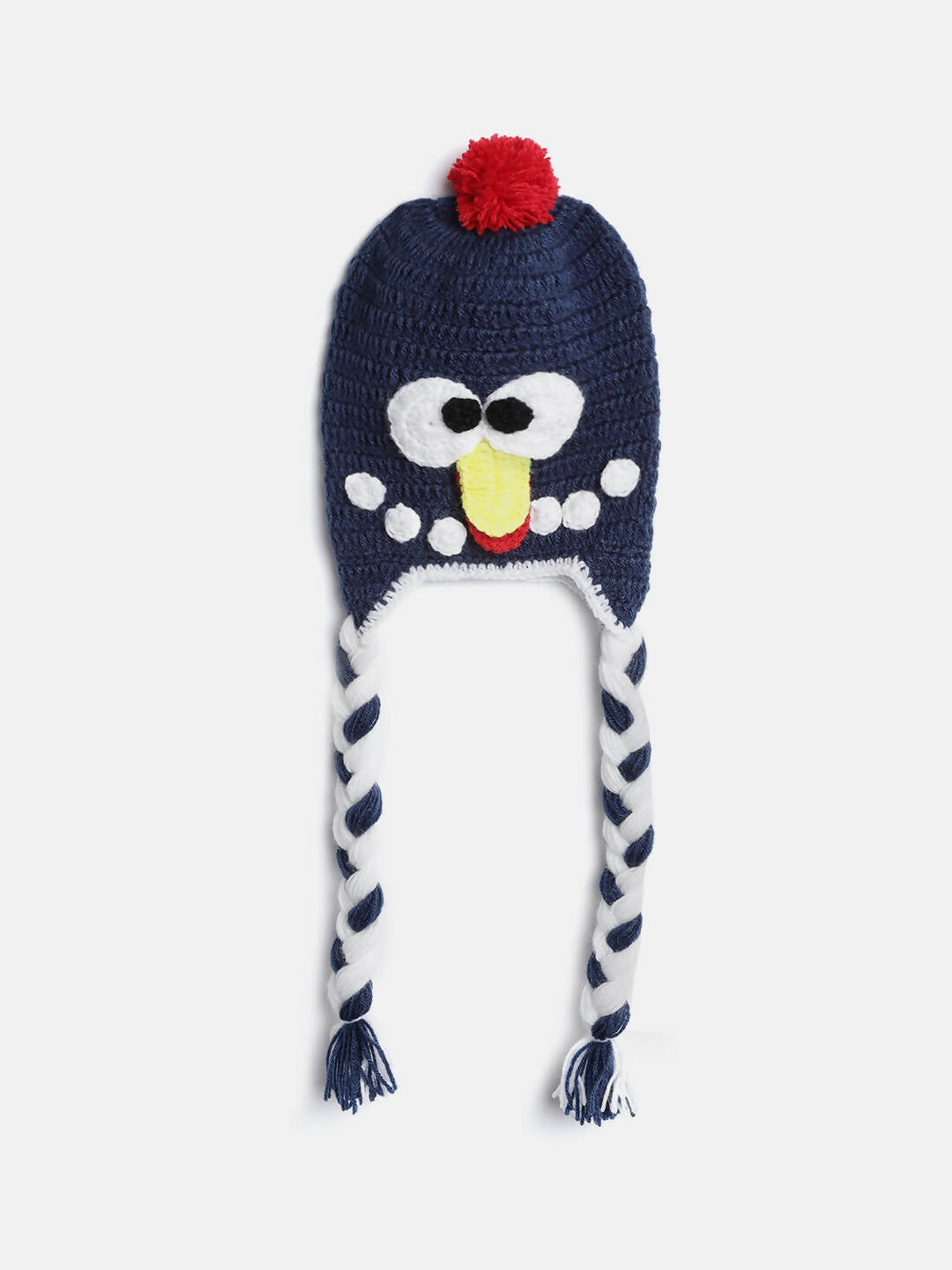 Chutput Kids Woollen Hand Knitted Owl Detailed Cap - Blue