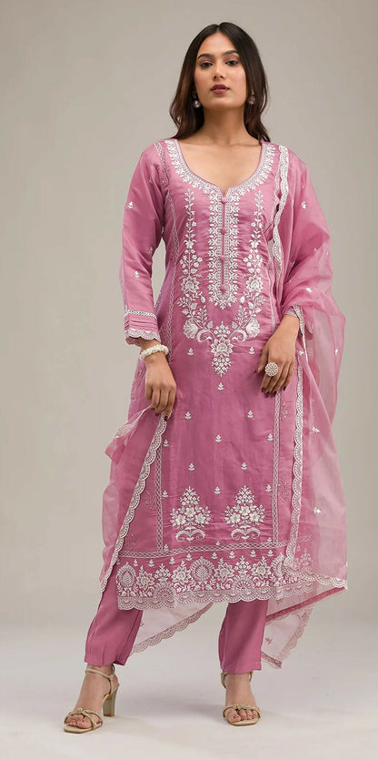 Anaita Pink Embroidered Silk Stitched Salwar suit