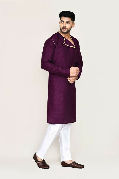 Joban Fashion Purple Colored Art Silk Fabric Kurta With Straight Fit Pant