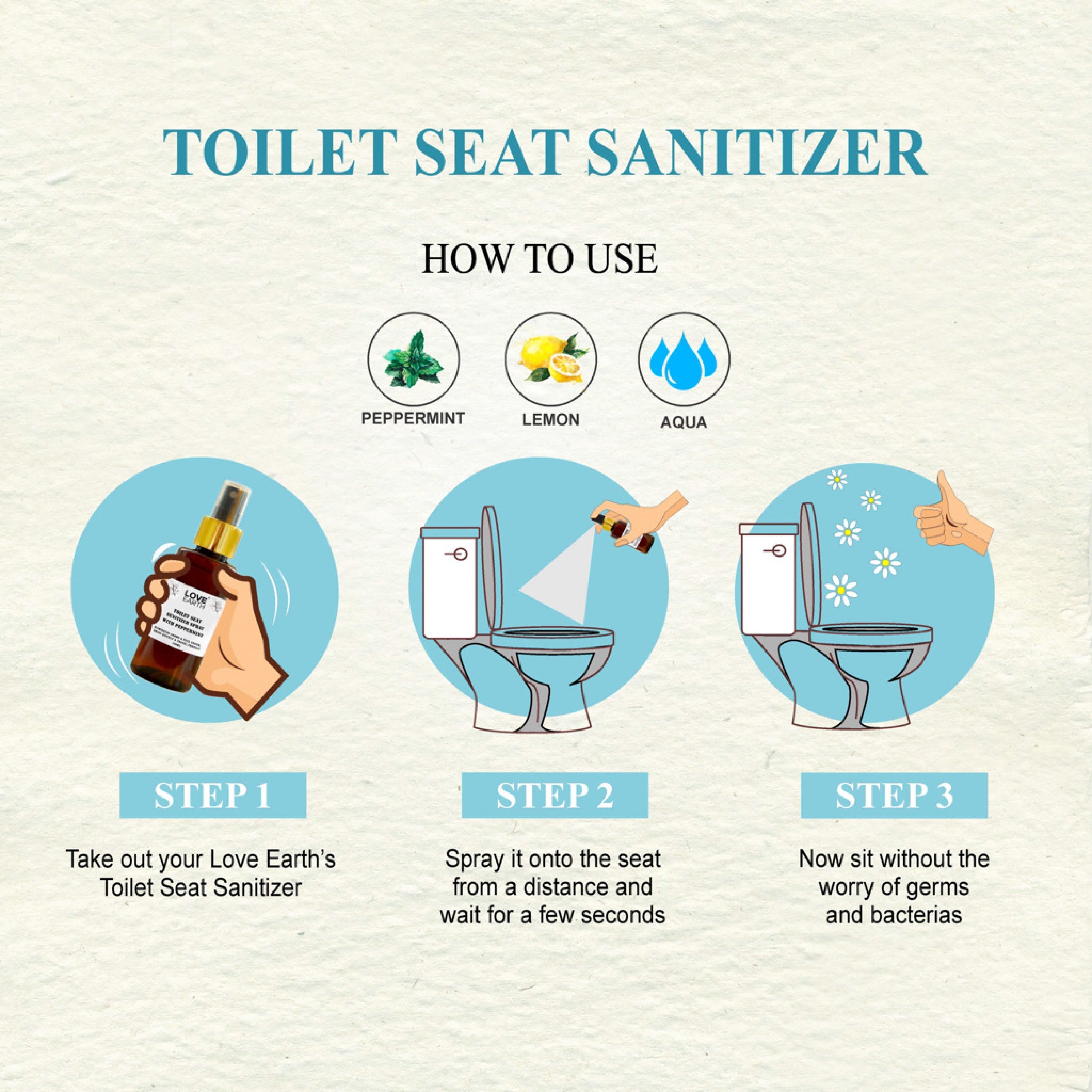 Love Earth Toilet Seat Sanitizer with Peppermint - 100 ml