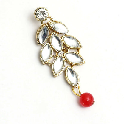 Mominos Fashion Johar Kamal Handicraft Finish White & Red Pearls Choker For Women (White/Red)