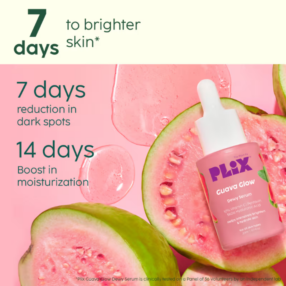 PLIX The Plant Fix Guava Glow Regime With Cleanser With 10% Vitamin C Serum & Invisible Sunscreen