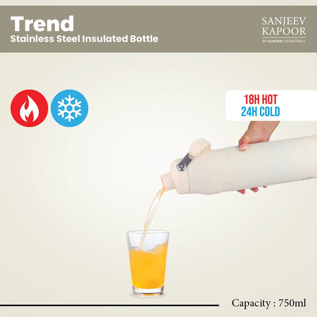 Sanjeev Kapoor by Classic Essentials Trend Insulated Water Bottle 750ml Ivory