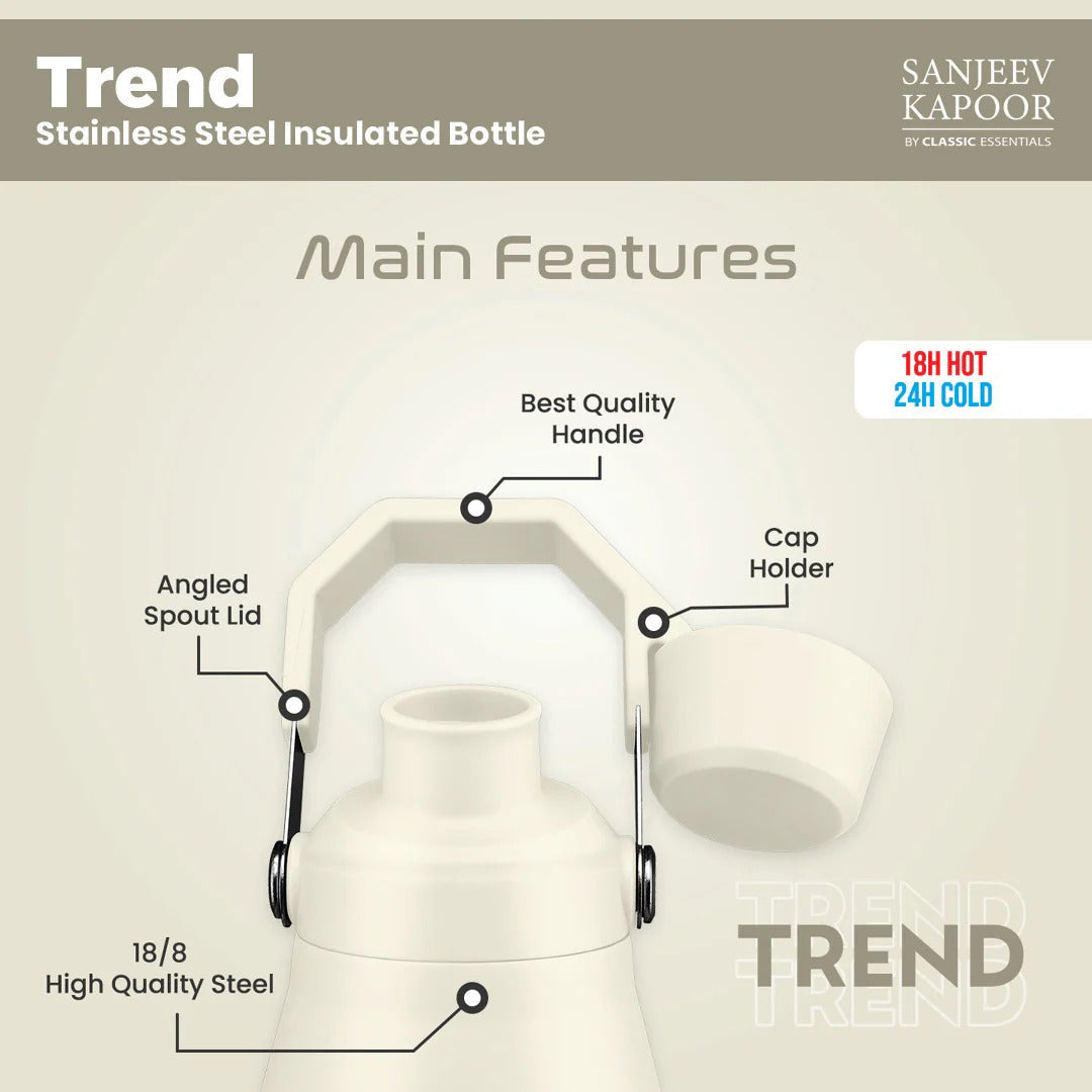 Sanjeev Kapoor by Classic Essentials Trend Insulated Water Bottle 750ml Ivory