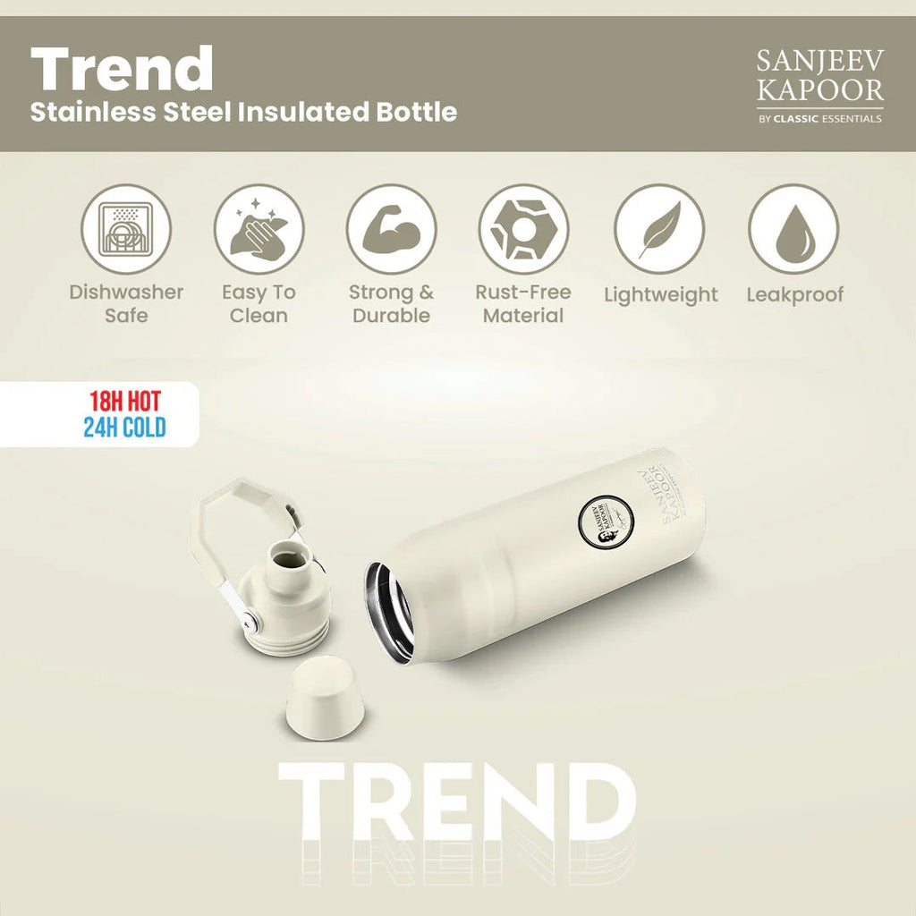 Sanjeev Kapoor by Classic Essentials Trend Insulated Water Bottle 750ml Ivory