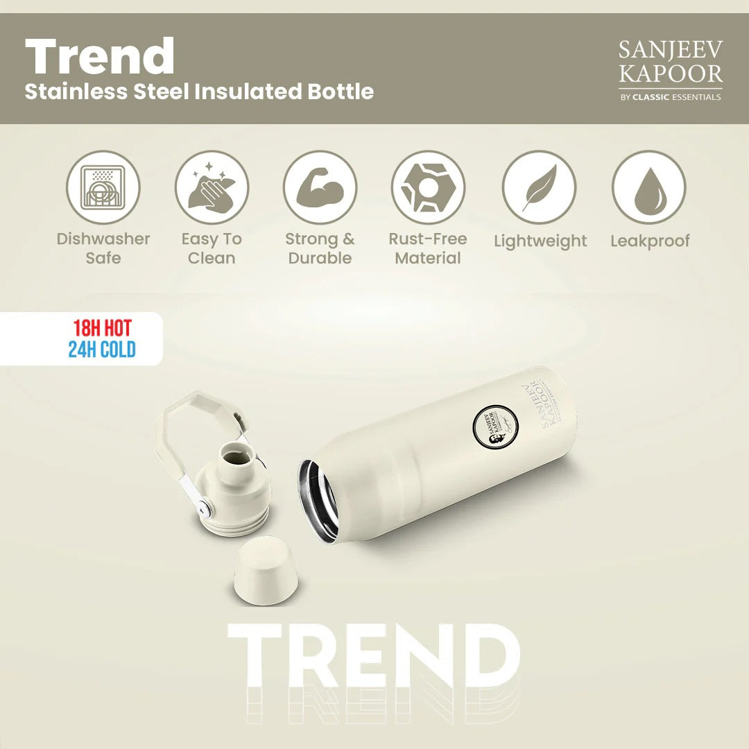 Sanjeev Kapoor by Classic Essentials Trend Insulated Water Bottle 750ml Ivory