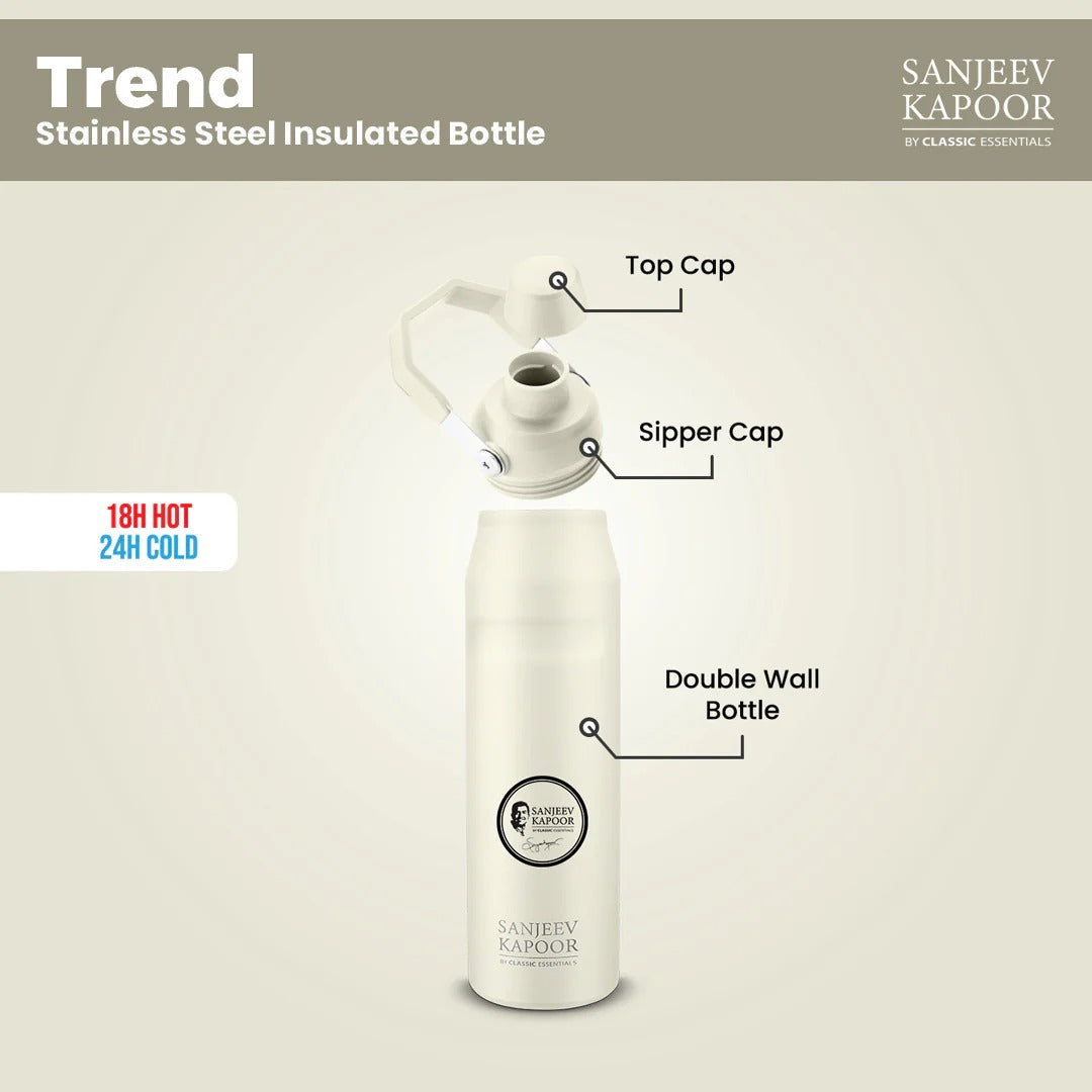 Sanjeev Kapoor by Classic Essentials Trend Insulated Water Bottle 750ml Ivory