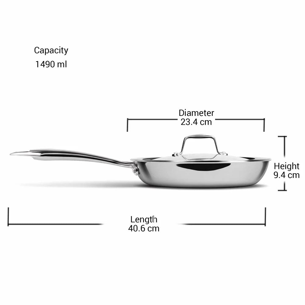 Milton ProCook Triply Stainless Steel Fry Pan with Lid