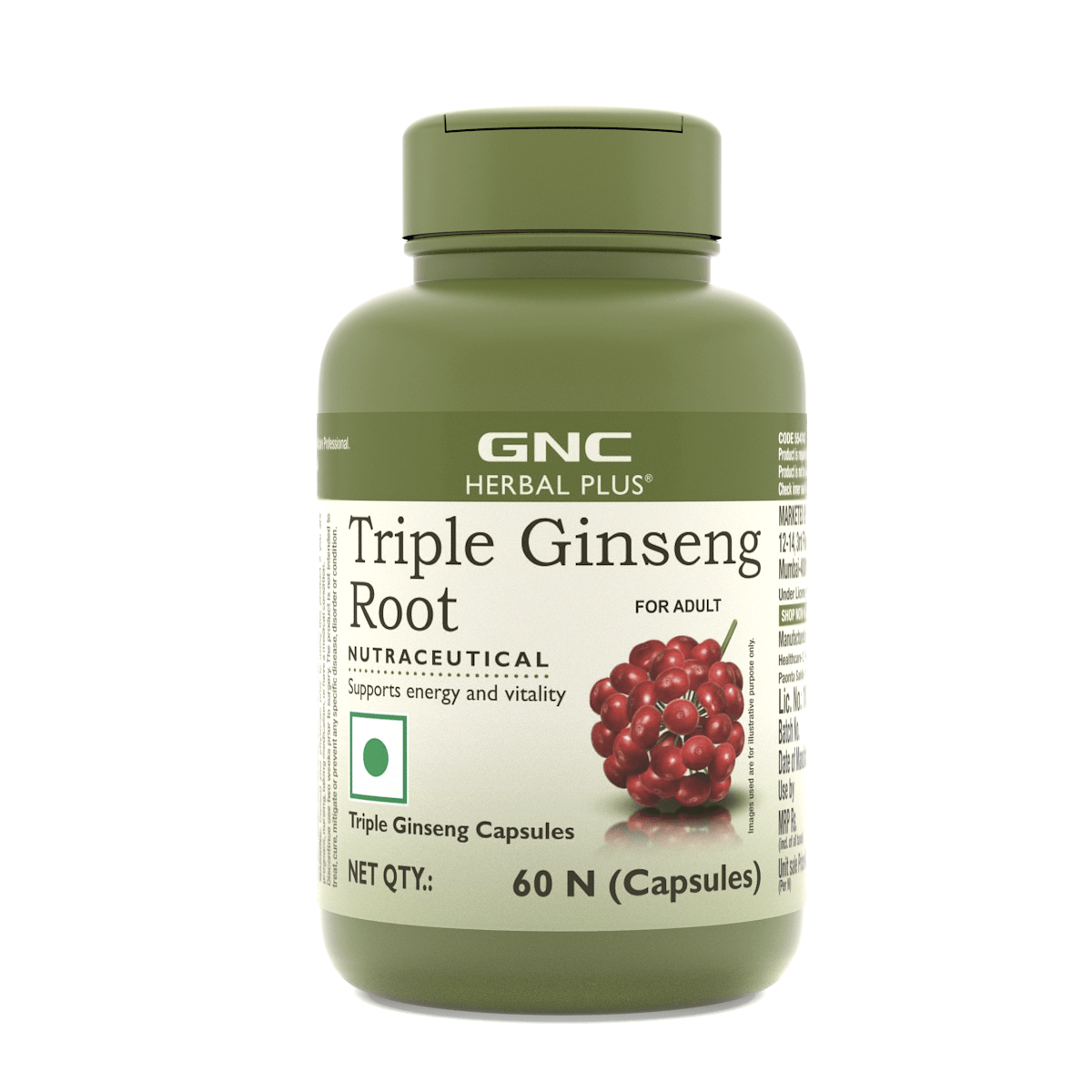 GNC Herbal Plus Triple Root Vegetarian Capsules - 60 Caps