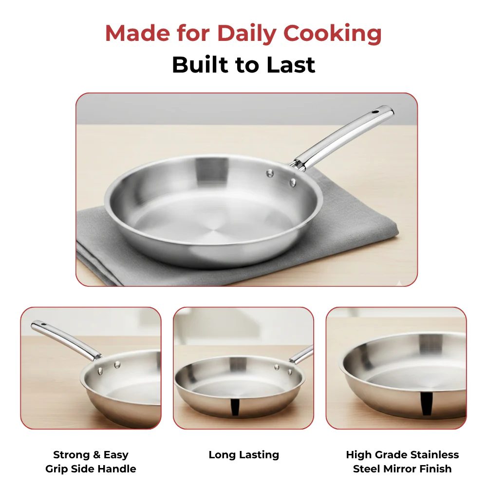 Vinod Stainless Steel Fry Pan Induction Bottom
