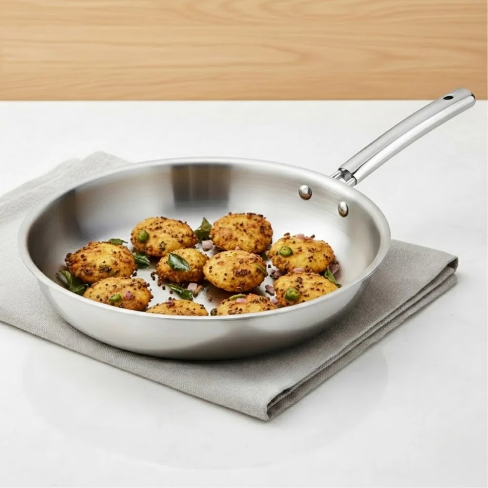 Vinod Stainless Steel Fry Pan Induction Bottom