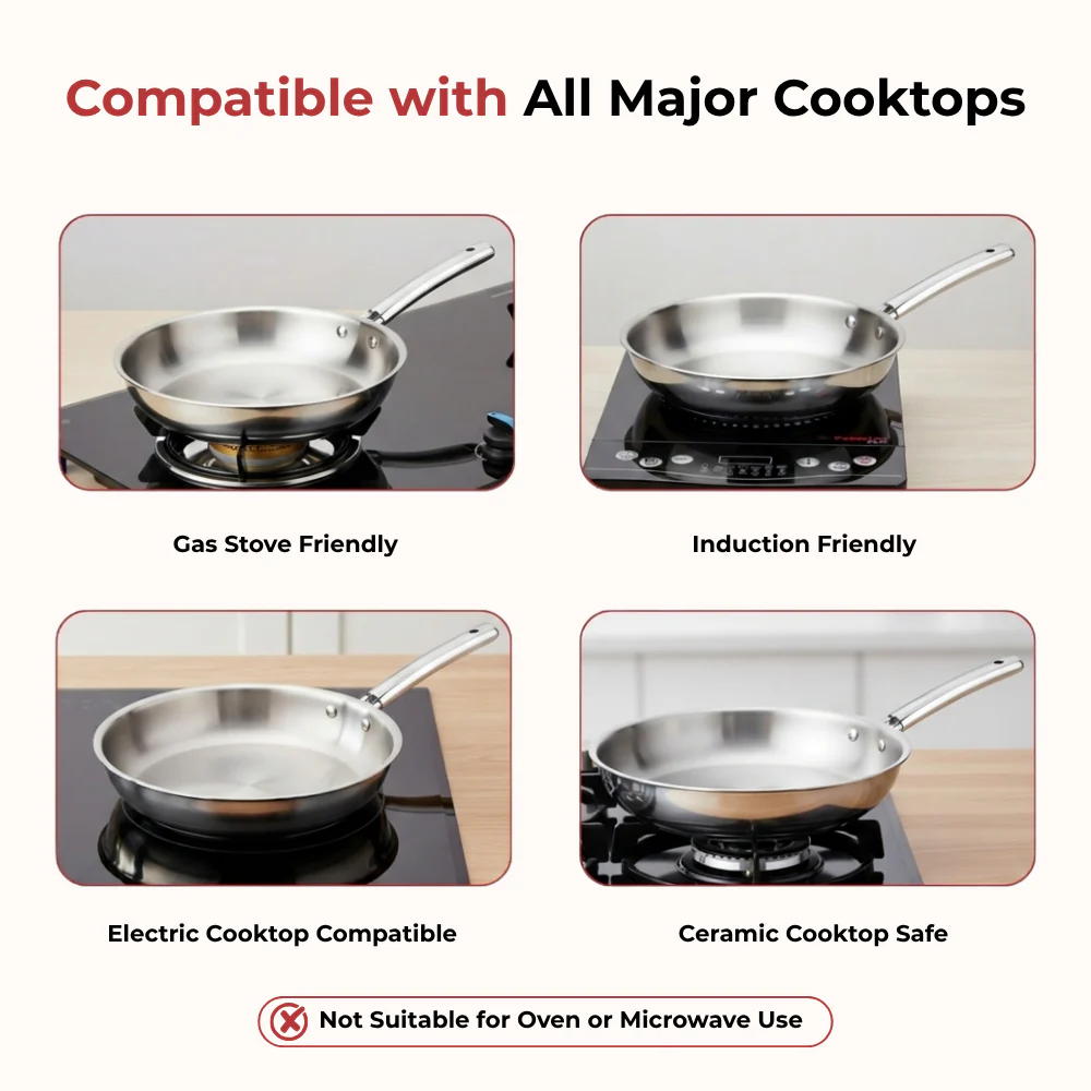 Vinod Stainless Steel Fry Pan Induction Bottom