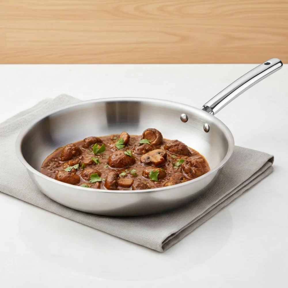 Vinod Stainless Steel Fry Pan Induction Bottom