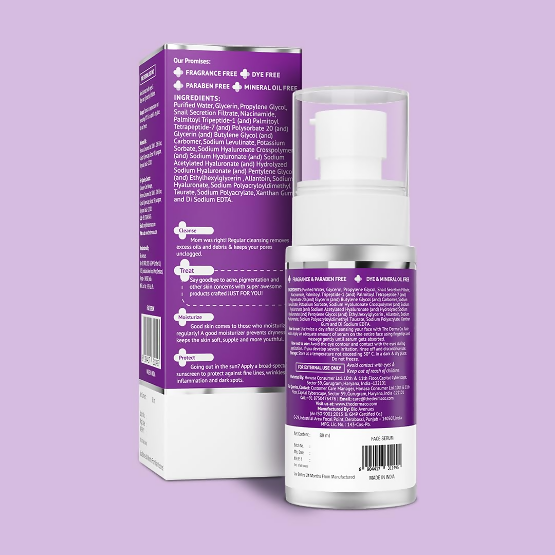 The Derma Co Snail Peptide 96 Hydrating Serum With Niacinamide & Peptide Complex For Smooth & Moisturized Skin