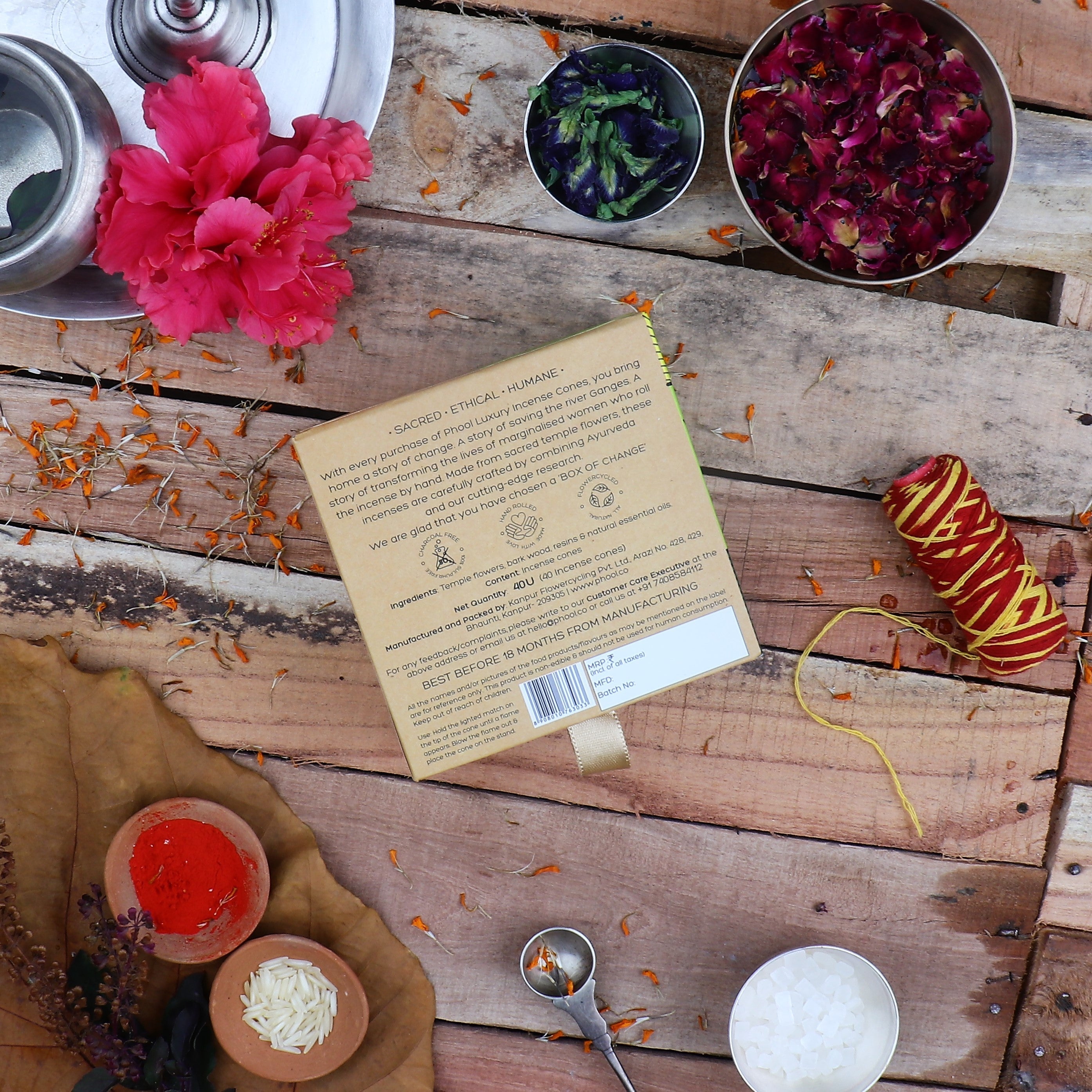 Phool Natural Incense Cones Tulsi - 40 Cones