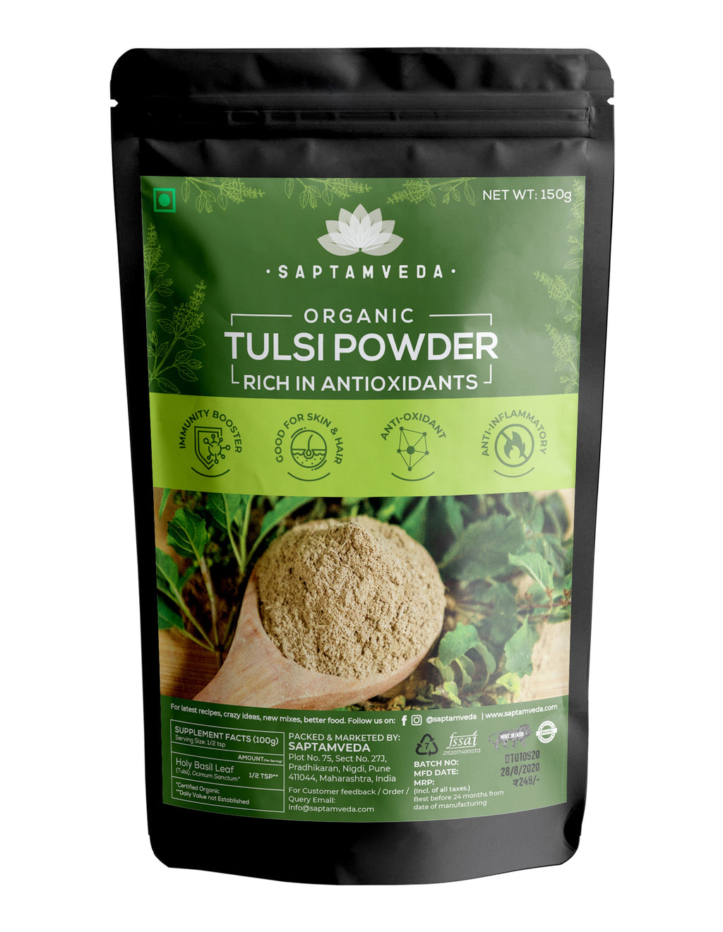 Saptamveda Organic Moringa Powder & Organic Tulsi Herbal Powder Combo