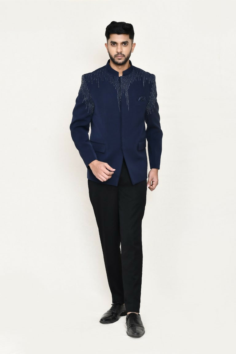 Joban Fashion Blue Colored Terry Rayon Fabric Prince Coat With Pant