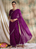 Sangria Embellished Saree With Blouse