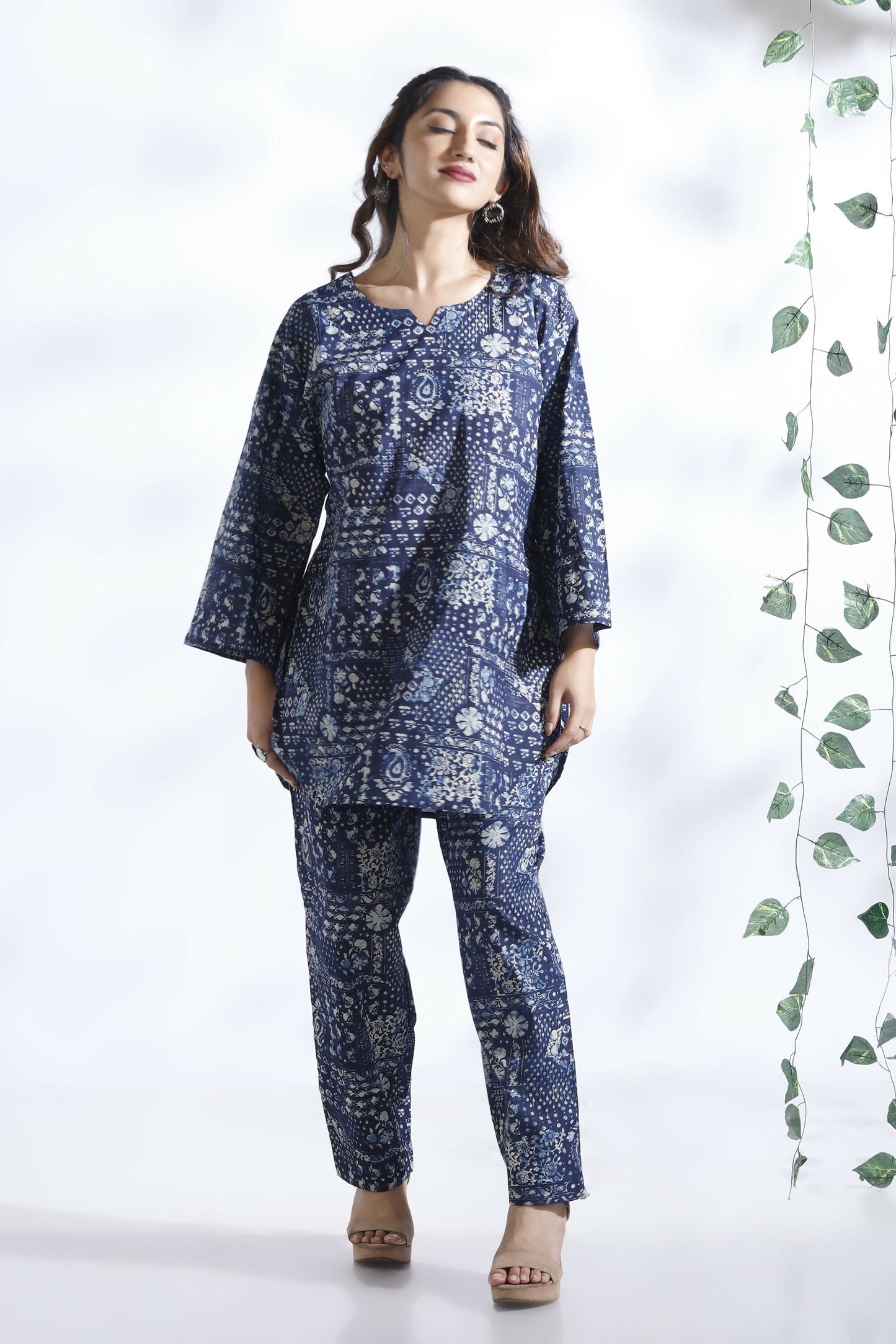 Breathables Abstract Cotton Co-Ord Set – Blue