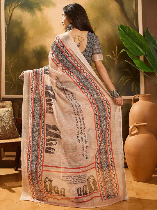 Sangria Ethnic Motifs Printed Banarasi Saree
