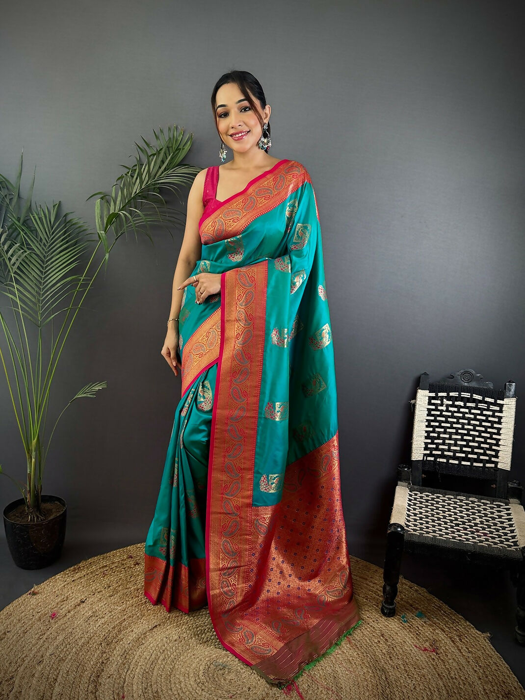 Joban Fashion Maroon Peacock Banarasi Silk Sarees