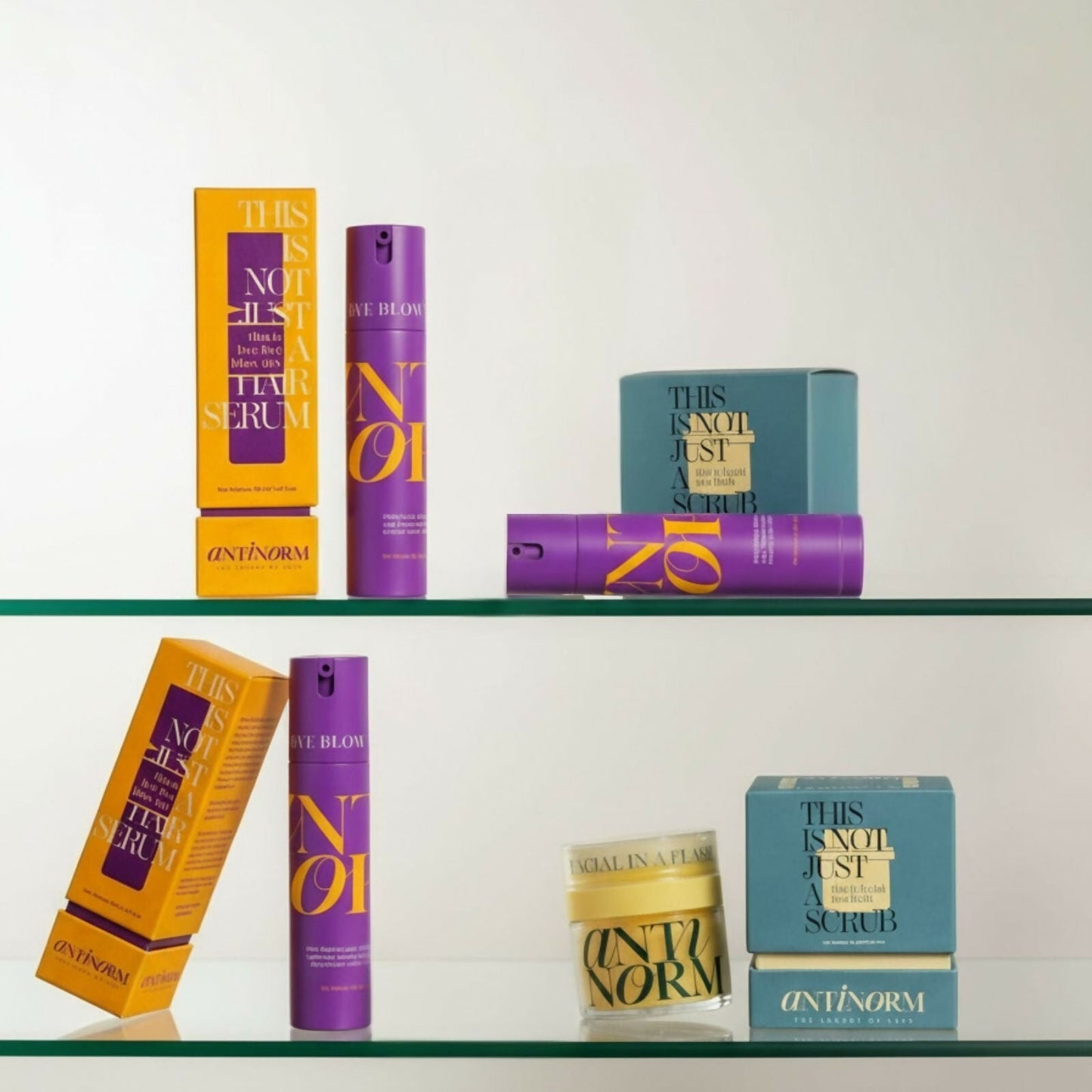 Antinorm Bye Bye Blow Dry Hair Serum and Facial In A Flash Enzyme Scrub Combo