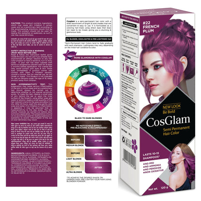 Cosglam Semi Permanent Hair Color for Women & Men (#22 French Plum)