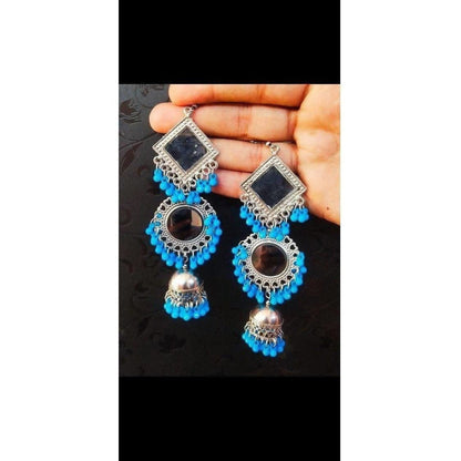MS Fashion India Muskan Fancy Oxidized Mirror Jhumki Earrings