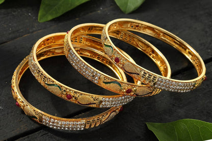 Mominos Fashion Kamal Johar AD Golden Bangles Set