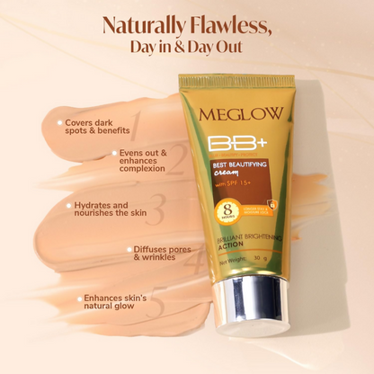 Meglow Best Beautifying BB+ Cream with SPF 15+