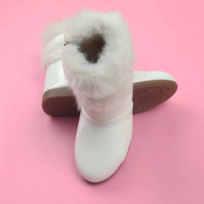 Tiny Bugs Girls Faux Fur Detail Winter Boots - White