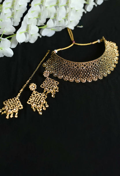 Mominos Fashion Johar Kamal Traditional Rajwadi Design Heavy Golden Color Choker Set
