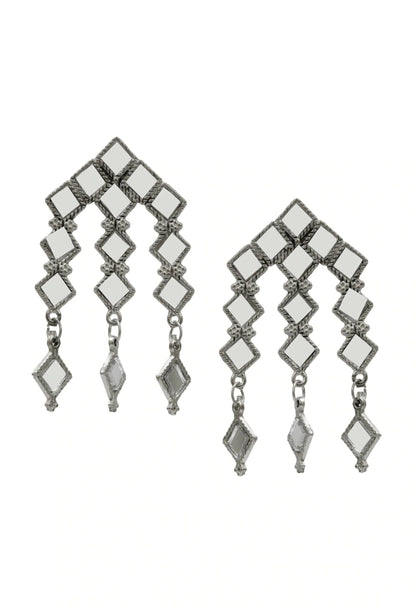 Mominos Fashion Johar Kamal Oxidised Silver-Plated Alloy Finish Mirror Choker For Women