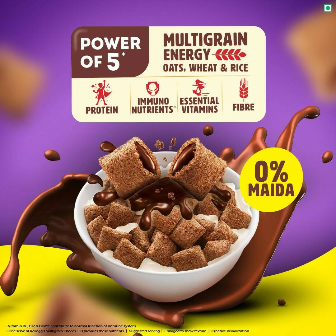 Kellogg's Multigrain Chocos Fills, 3 Grains: Oats, Wheat & Rice, Protein Rich, 0% Maida