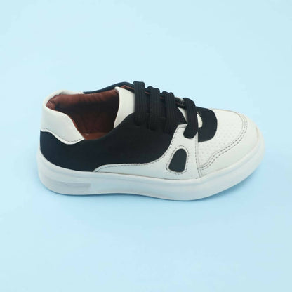 Tiny Bugs Boys Lace Up Casual Shoes - White & Black