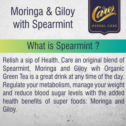 Care Moringa & Giloy Green Tea Bags with Spearmint