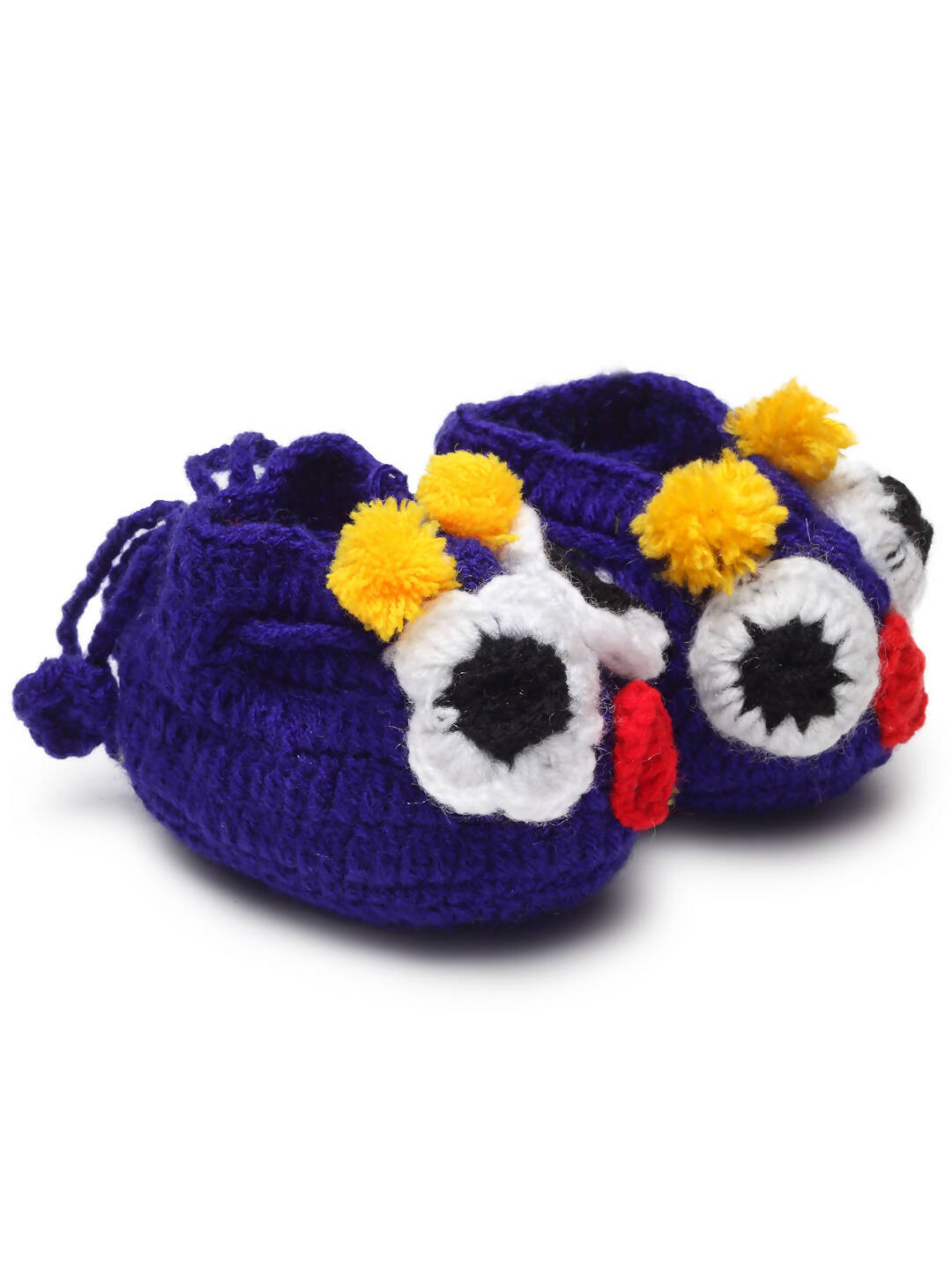 Chutput Kids Woollen Hand Knitted Monster Face Booties - Blue