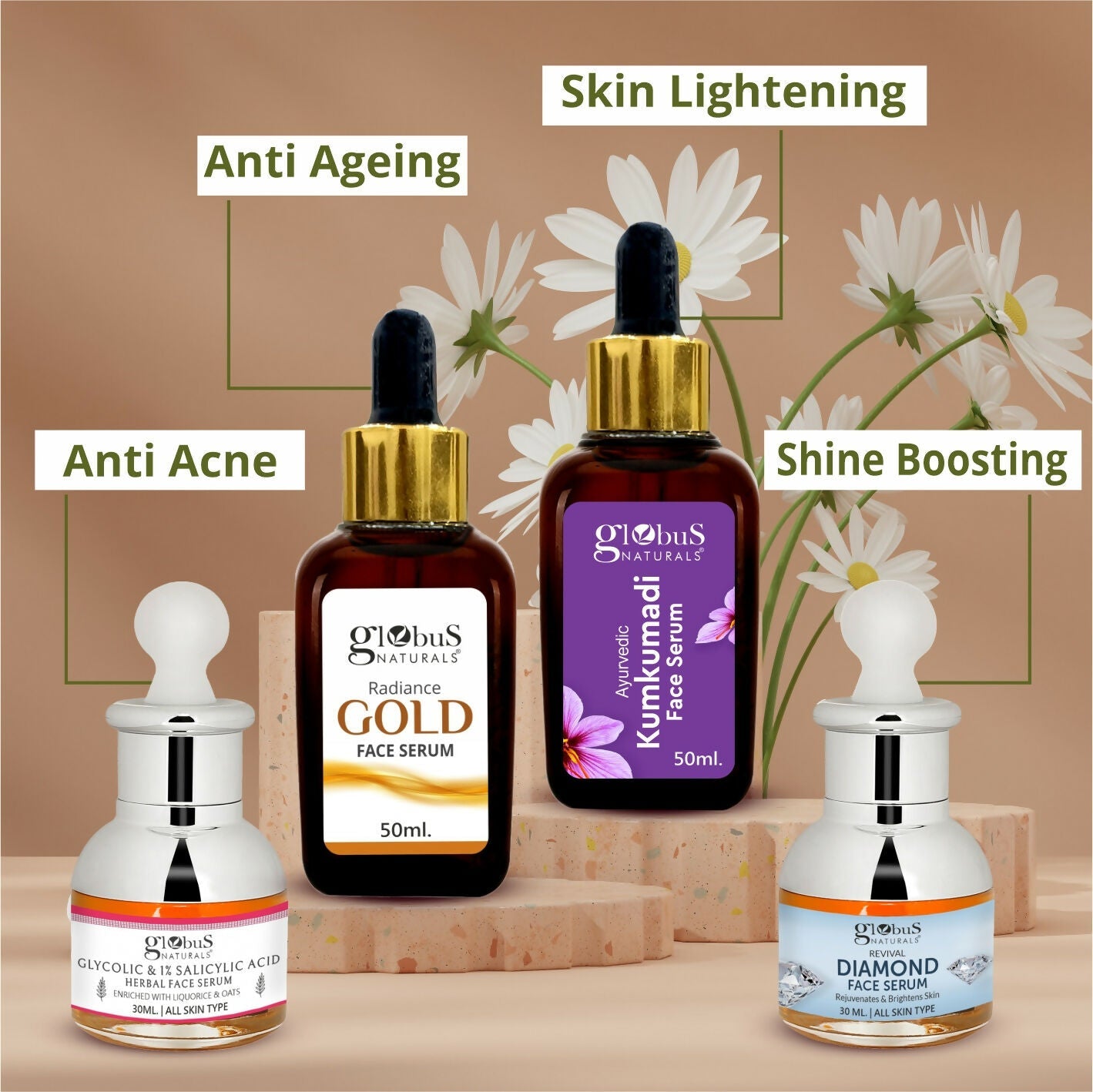 Globus Naturals Revival Diamond Shine Boosting & Anti Ageing Face Serum