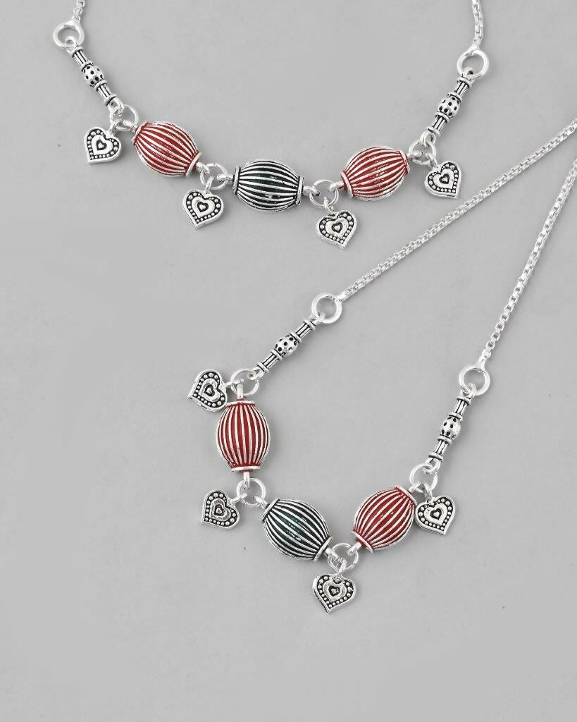 VOJ Set of 2 Traditional Done Shapped Designer Anklet