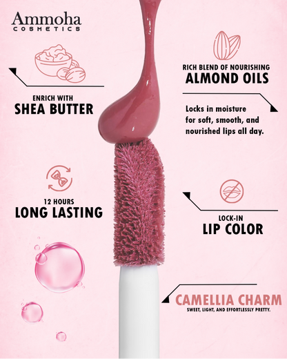 Ammoha Cosmetics Long-Lasting, Matte-Finished Camellia Charm Color Liquid Lipstick