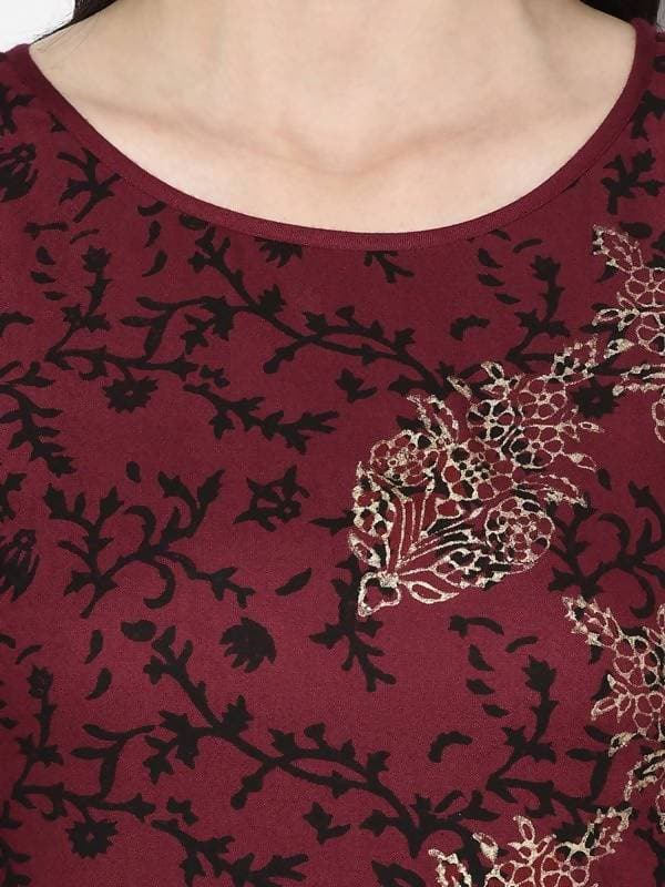 Aniyah Rayon Maroon Color Block Print Straight Kurta (AN-185K)