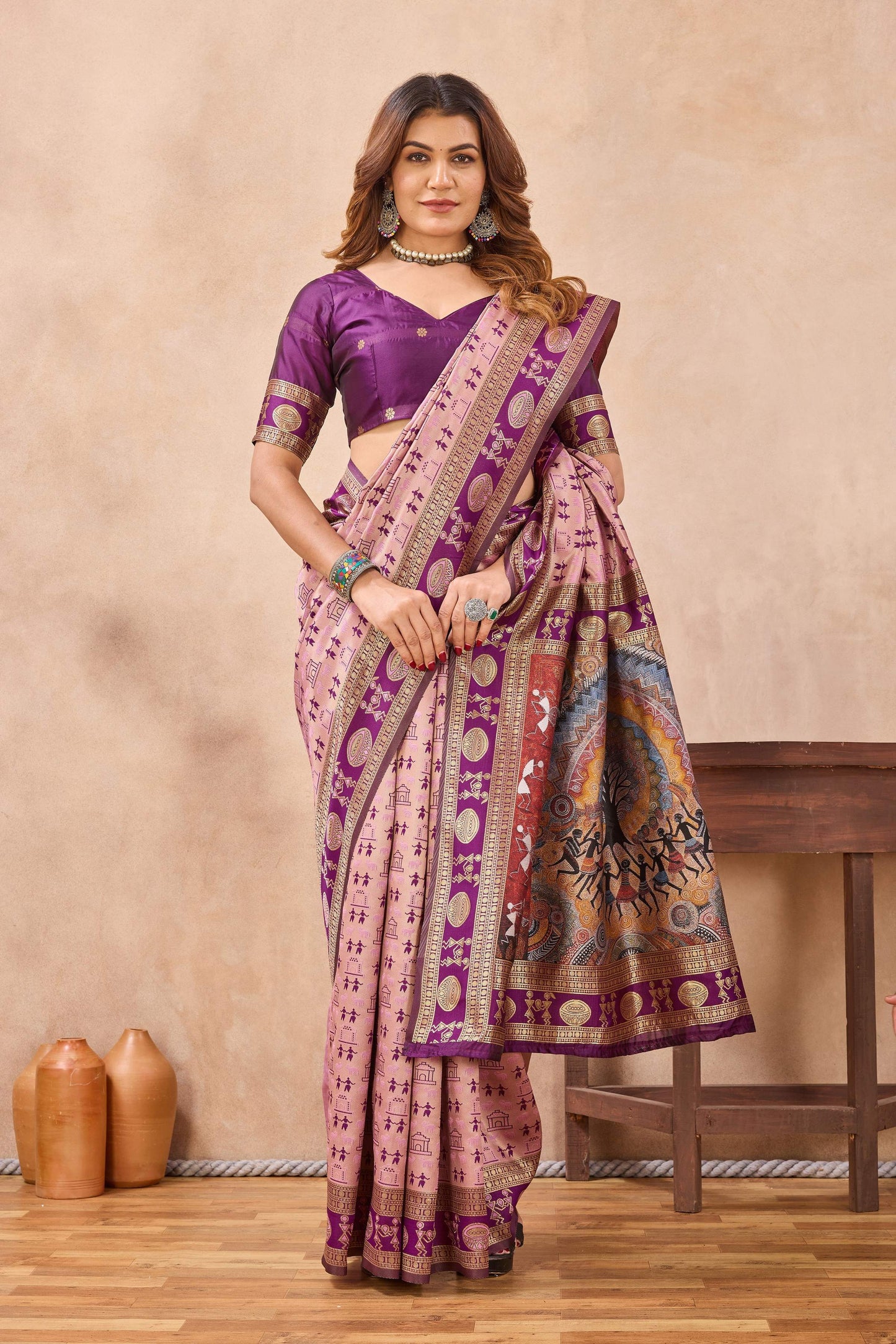 Divine International Trading Co Light Pink Soft Silk Blend Banarasi Jacuard Work Designer Party Wear Saree With Unstitched Blouse Piece